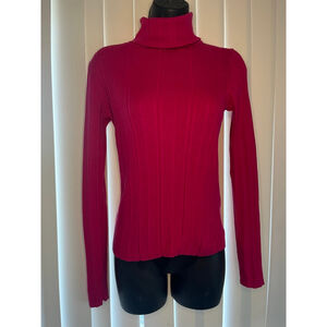 Liz Claiborne Fuchsia Turtleneck Ribbed Sweater